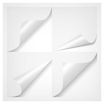 وکتور مجموعه کاغذهای لب برگشته (تا خورده) گوشه ای بصورت لایه باز (White Curled Paper Corner free vector)
