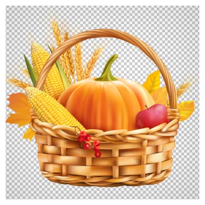 تصویر PNG سبد صیفی جات (کدو ، بلال ، گندم)
