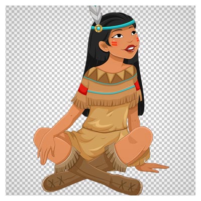 دانلود کلیپ آرت و تصویر png کارتونی شخصیت دختر سرخپوست (Transparent Native American Girl PNG Clipart)