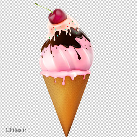 تصویر با کیفیت و دوربری شده بستنی قیفی شکلاتی (فرمت png)