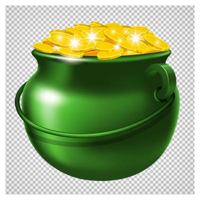 دانلود فایل png ظرف سفالی با سکه های طلا