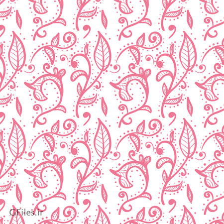 طرح رایگان وکتور پس زمینه و پترن با بافت گل های خطی (floral Pattern Vector)