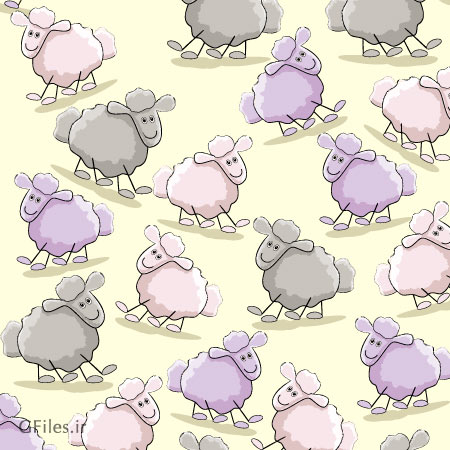 پترن لایه باز گوسفند با فرمت وکتور (پس زمینه با الگوی تکرار شونده)(Cute Cartoon Illustration vector)