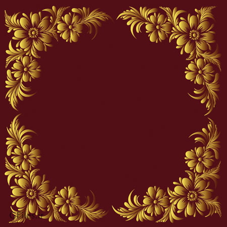 وکتور قاب و کادر با طرح گلهای فلورال (Floral Frame Vector)