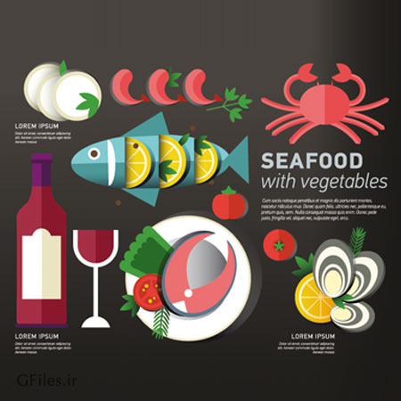 دانلود و خرید بنر وکتوری لایه باز با موضوع خوراکی های دریایی یا seafood