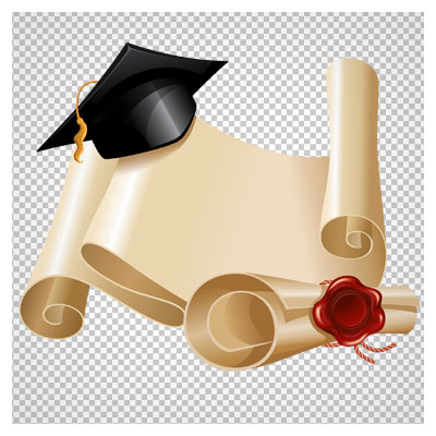 دانلود فایل png رول قدیمی کاغذ و کلاه فارغ التحصیلی با کیفیت بالا