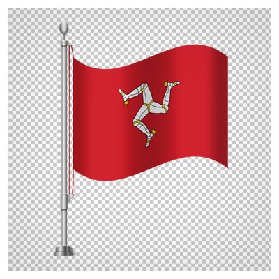 دانلود تصویر بدون زمینه پرچم کشور جزیره من (Isle of Man) پایه دار به صورت فایل png با کیفیت بالا