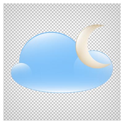 فایل png دوربری شده و فاقد بکگرند ابر و ماه کارتونی با کیفیت بالا