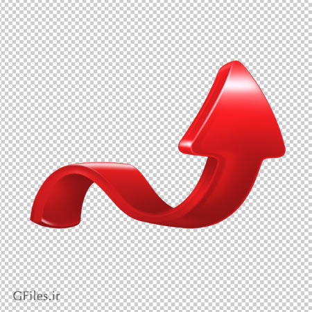 دانلود تصویر دوربری شده و فاقد بکگرند  پیکان قرمز جهتدار منحنی به صورت فایل png با کیفیت بالا