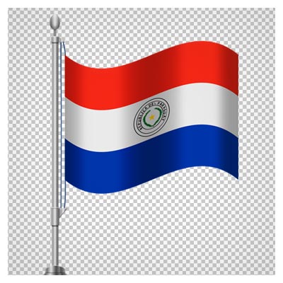 دانلود فایل ترانسپرنت و بدون پس زمینه پرچم رو میزی طنابدار کشور پاراگوئه با فرمت png