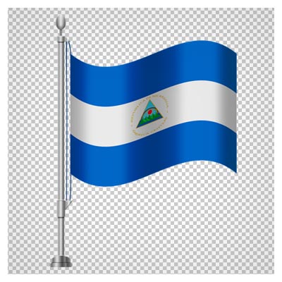 دانلود فایل ترانسپرنت و بدون پس زمینه پرچم پایه دار رومیزی کارتونی کشور نیکاراگوئه با پسوند png