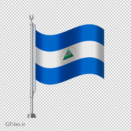 دانلود فایل ترانسپرنت و بدون پس زمینه پرچم پایه دار رومیزی کارتونی کشور نیکاراگوئه با پسوند png