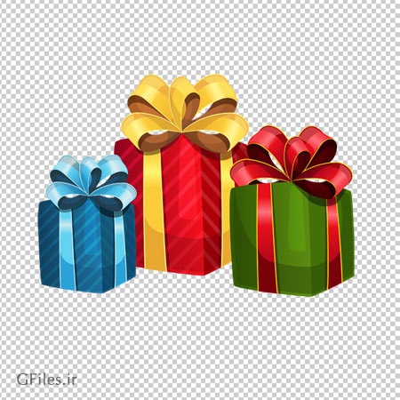 فایل ترانسپرنت سه جعبه های کادویی رنگی با پسوند png