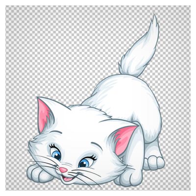 دانلود فایل png گربه سفید چشم آبی کارتونی بصورت فایل دوربری شده فاقد بکگرند