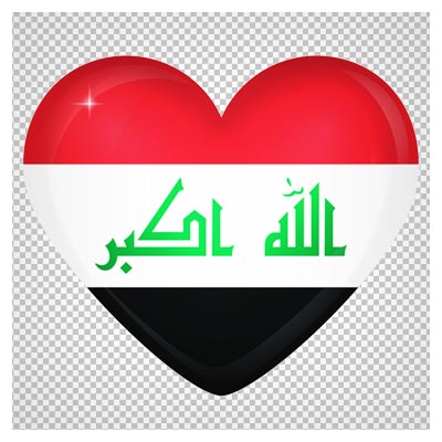 دانلود پرچم قلبی کشور عراق به صورت ترانسپرنت و دوربری شده