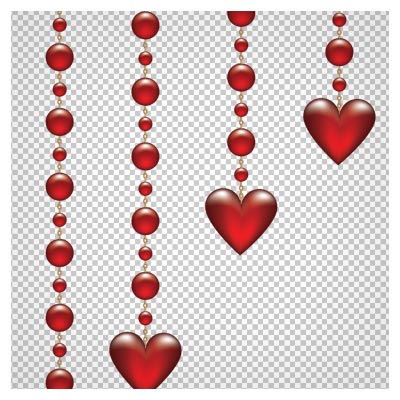 فایل png قلبهای آویزان قرمز به صورت ترانسپرنت و فاقد بکگرند