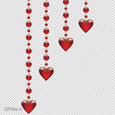 فایل png قلبهای آویزان قرمز به صورت ترانسپرنت و فاقد بکگرند