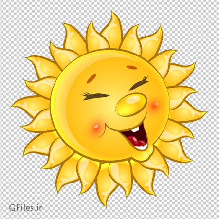 فایل png و بدون پس زمینه کاراکتر کارتونی خورشید زرد خوشحال