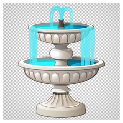 فایل دوربری شده حوض گرد دو طبقه فواره دار با فرمت png