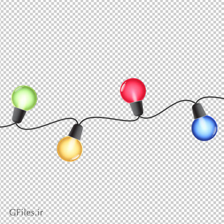 فایل png لامپ های رنگی ریسه ای بدون پس زمینه