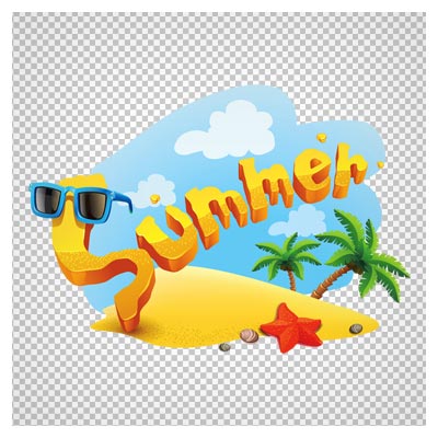 تصویر کلیپ آرت طرح جزیره لوگو summer (تابستان) با فرمت png و فاقد بکگرند