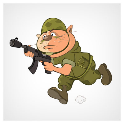 شخصیت کارتونی (کاراکتر) گربه سرباز ، بصورت لایه باز وکتوری