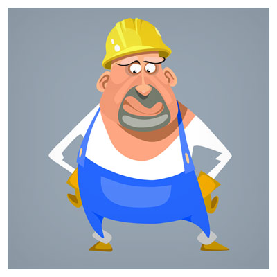 شخصیت کارتونی و کاراکتر معمار و کارگر ساختمان بصورت لایه باز وکتوری