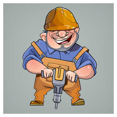 کاراکتر وکتور کارتونی کارگر در حال کار با هیلتی
