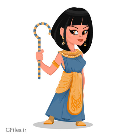 وکتور شخصیت کارتونی زن مصری (خدمتکار دربار مصر) بصورت لایه باز