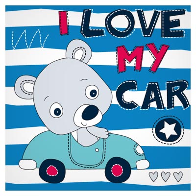 پس زمینه کارتونی و لایه باز ماشین سواری بچه خرس (I Love My Car)