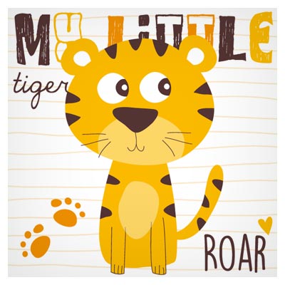 وکتور پس زمینه کارتونی ببر کوچولوی نارنجی (My Little Tiger)