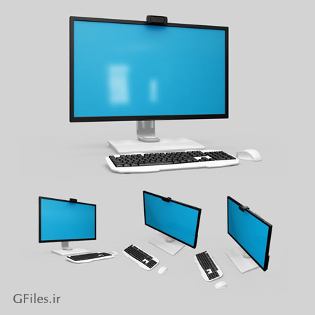 موکاپ (پیش نمایش) 4 حالت مختلف از مانیتور و صفحه نمایش