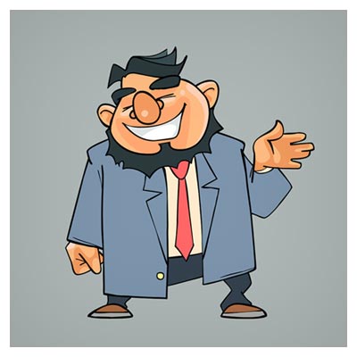 دانلود فایل شخصیت کارتونی وکتور صحبت کردن مرد ریشوی خوشحال با دو فرمت ai و eps