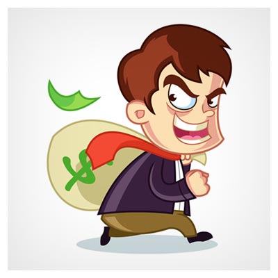 دانلود فایل وکتوری کاراکتر کارتونی پول دزدی توسط یک مرد ارائه شده با دو فرمت ai و eps