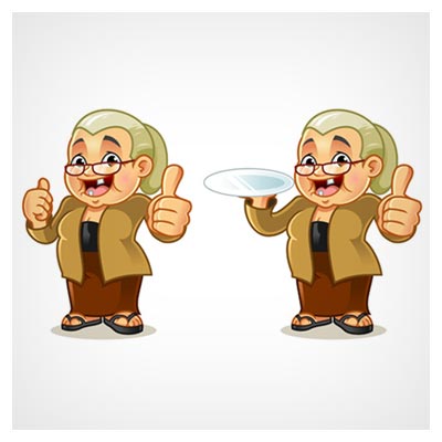 دانلود طرح لایه باز کاراکتر و شخصیت کارتونی پیرزن با لباس قهوه ای با دو فرمت ai و eps