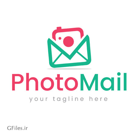 دانلود طرح وکتوری لوگو سمبل ایمیل تصویری به صورت تصویر دوربین و پاکت نامه ترکیبی قابل ویرایش در نرم افزار ادوب ایلستریتور