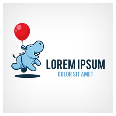 دانلود فایل لایه باز طرح کارتونی لوگو اسب آبی کارتونی با مزه با بادکنک قرمز با دو فرمت ai و eps